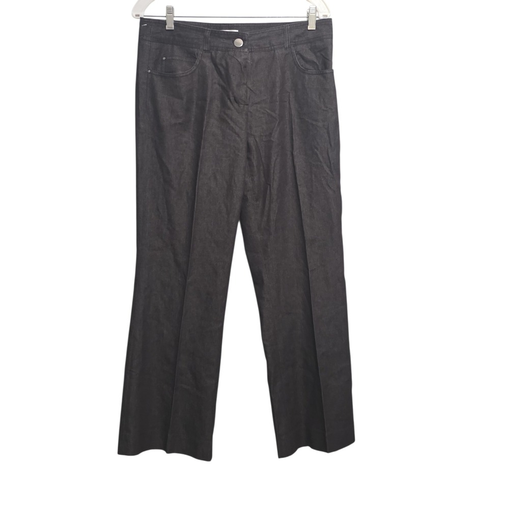 Dalia Collection Women's Black Wide Leg Trousers Zipper Back Pocketsl Pants